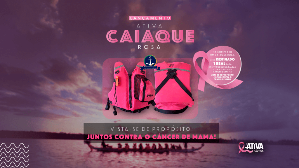 Arte de lançamento do Colete Caiaque Rosa da Ativa Náutica