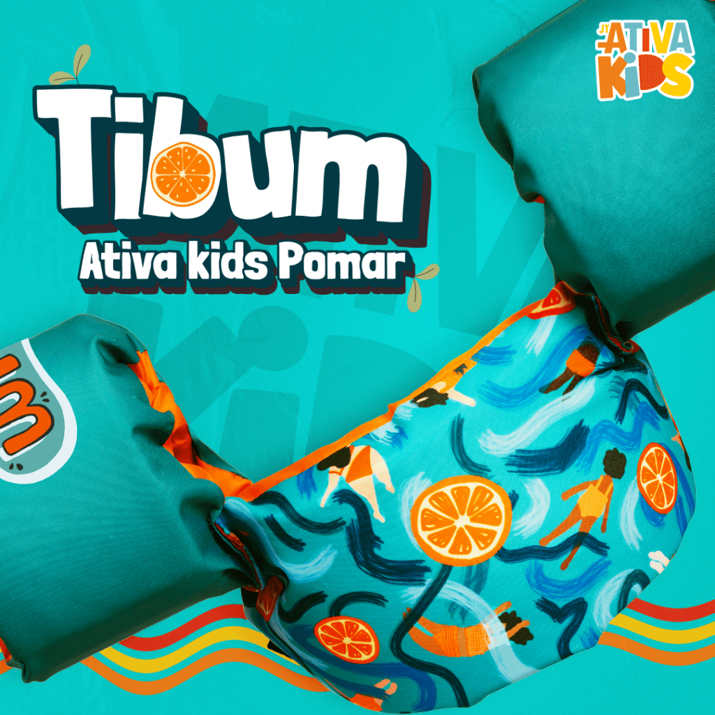 Arte do colete infantil Ticum da coleção Ativa Kids Pomar