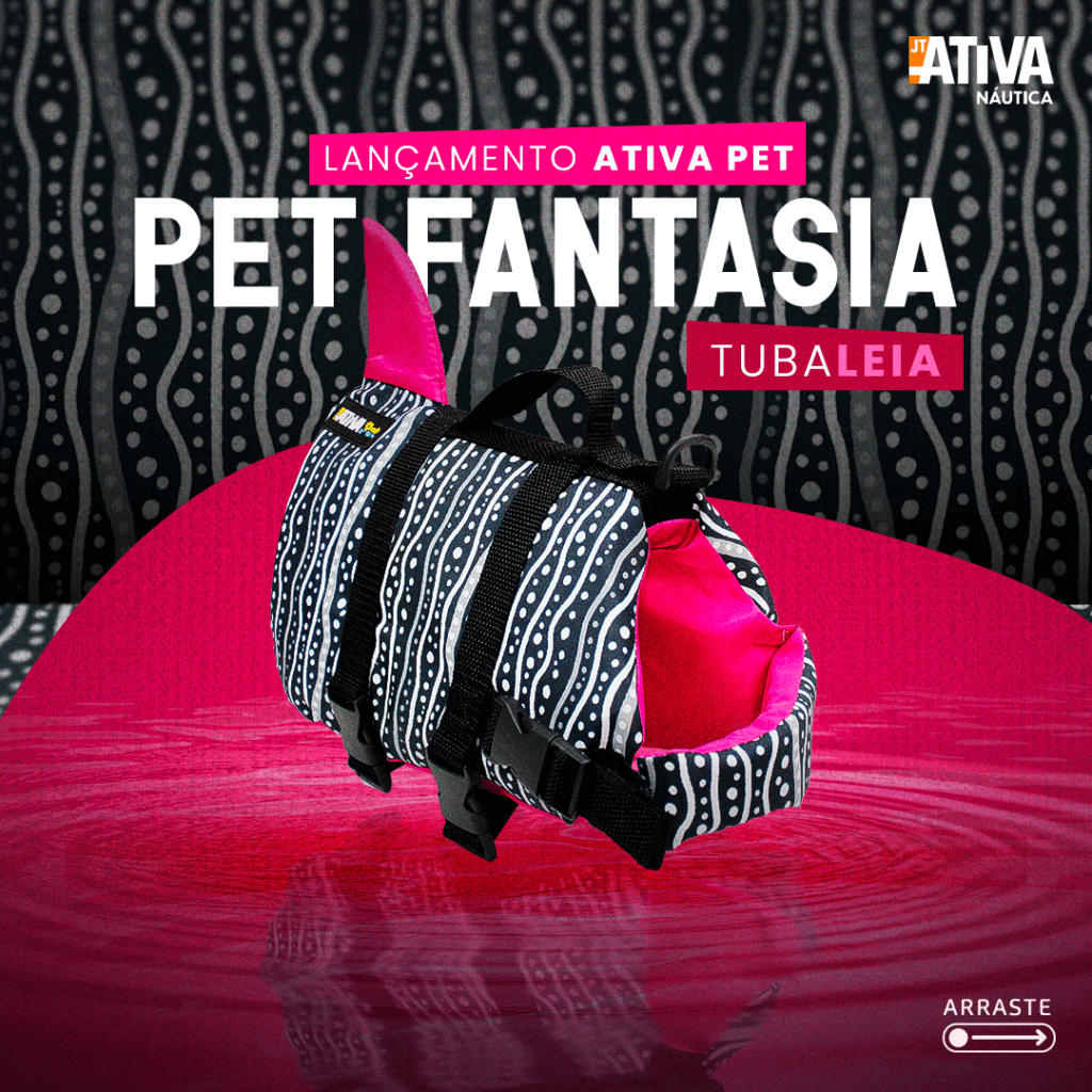 Arte de lançamento do colete Pet Fantasia Tubaleia rosa