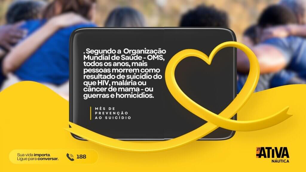 Arte do Setembro Amarelo sobre prevenção ao suicídio com o telefone 188