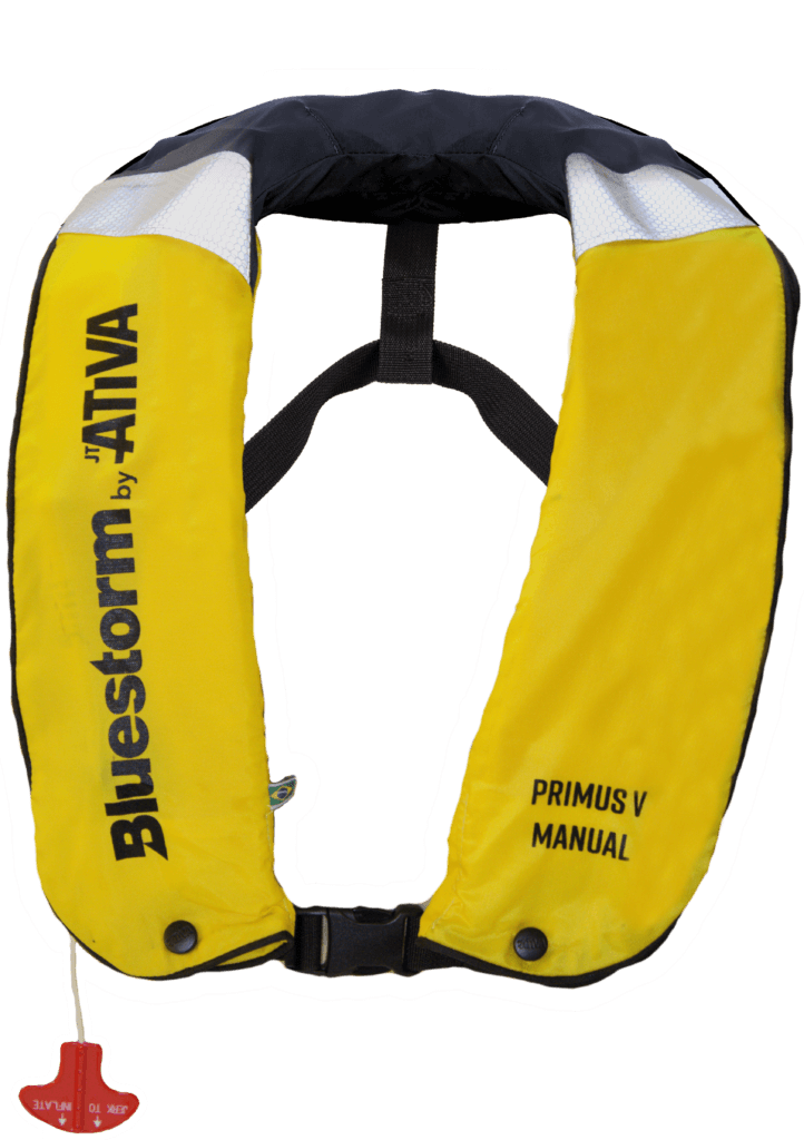 Colete inflável Bluestorm Primus V manual amarelo