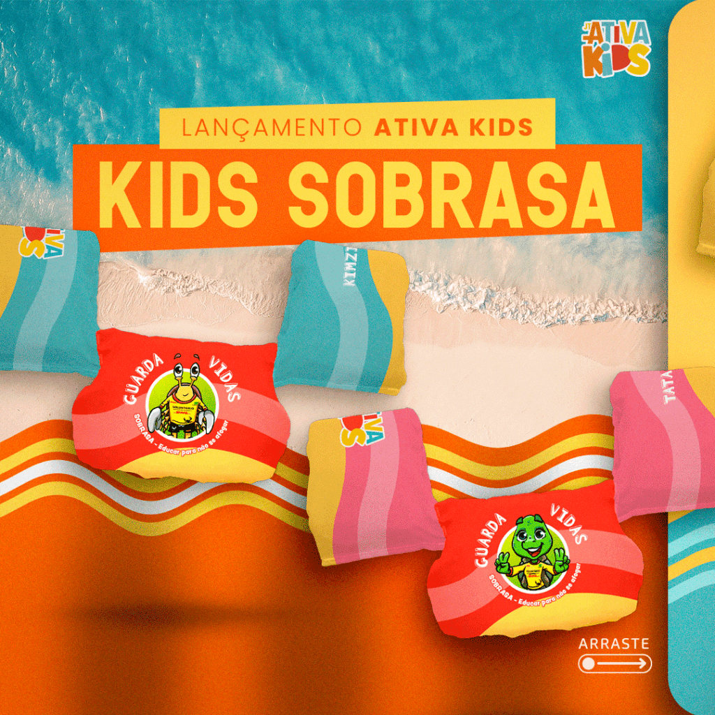 Arte de lançamento da linha Ativa Kids SOBRASA