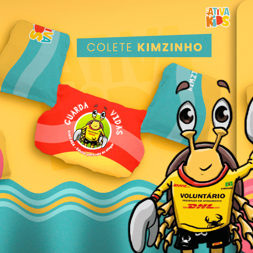 Arte do Colete Kimzinho da linha Ativa Kids SOBRASA