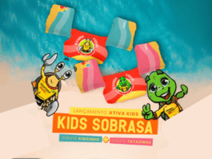 Arte de lançamento do Colete Kids SOBRASA com os modelos Kimzinho e Tatazinha