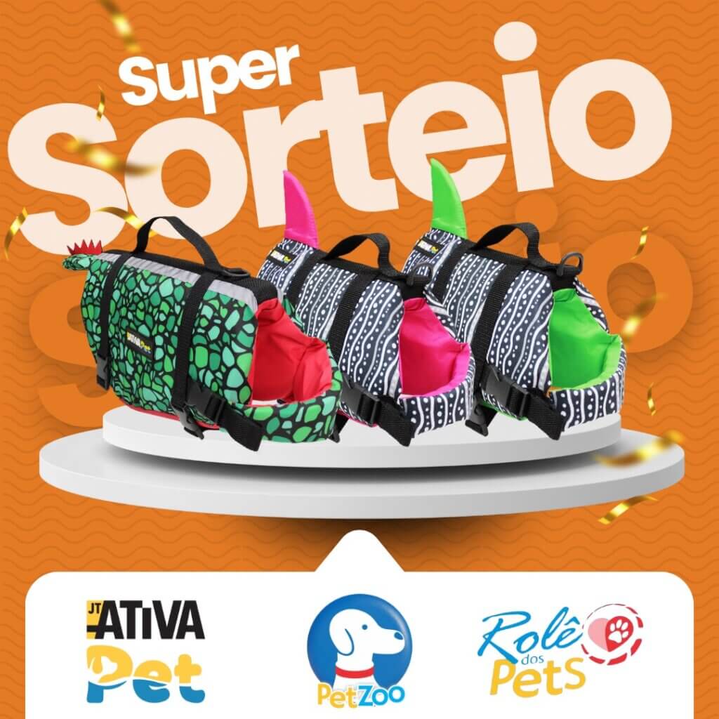 Arte de sorteio com coletes salva-vidas para pets