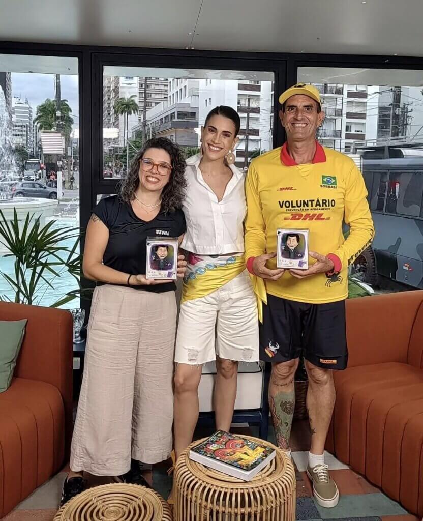 Três participantes durante gravação sobre segurança na água na VTV SBT