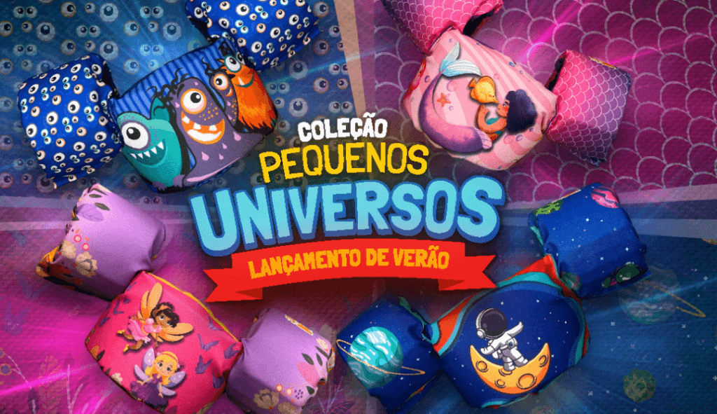 Arte de lançamento da coleção Ativa Kids Pequenos Universos