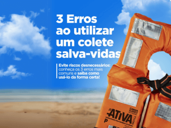 Arte sobre três erros ao utilizar um colete salva-vidas
