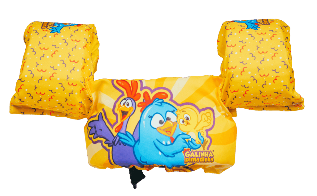 Colete infantil Ativa Kids Galinha Pintadinha amarelo com boias de braço