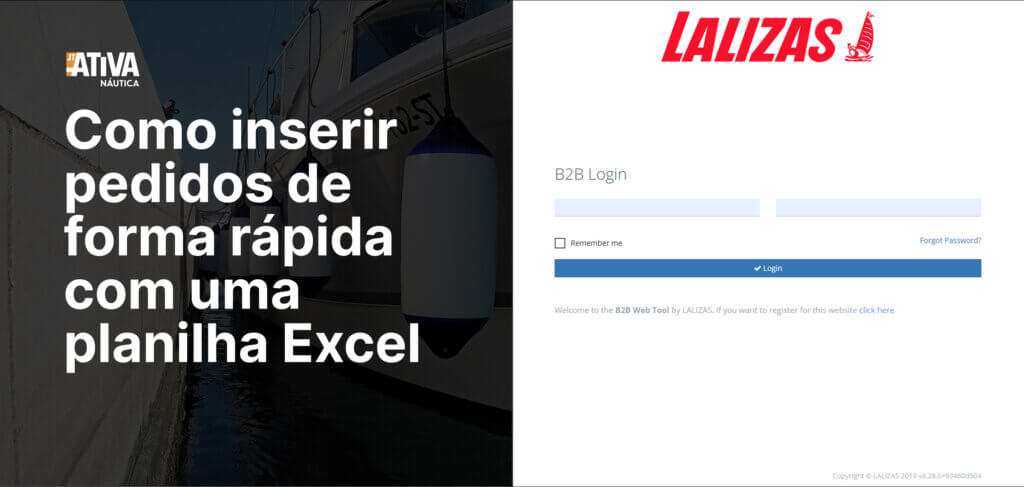 Tutorial da plataforma B2B Lalizas sobre envio de pedidos por planilha Excel